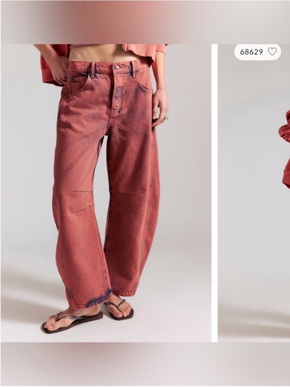 NWT Free People We The Free Good Luck Mid-Rise Barrel Jeans - raspberry - 24 - Picture 4 of 12